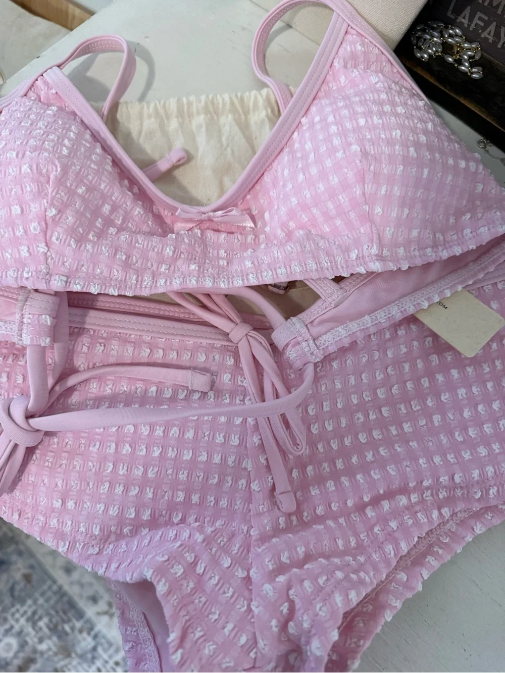 SEAMOLLY 1950S RETRO VINTAGE INSPIRED GINGHAM BRALETTE BOYSHORTS BIKINI SET